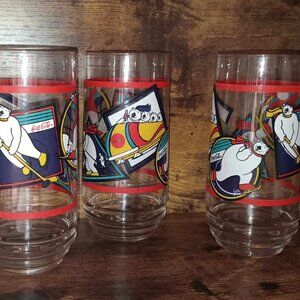 1999 Set of 3 Coca Cola Polar Bear Drinking Glasses
